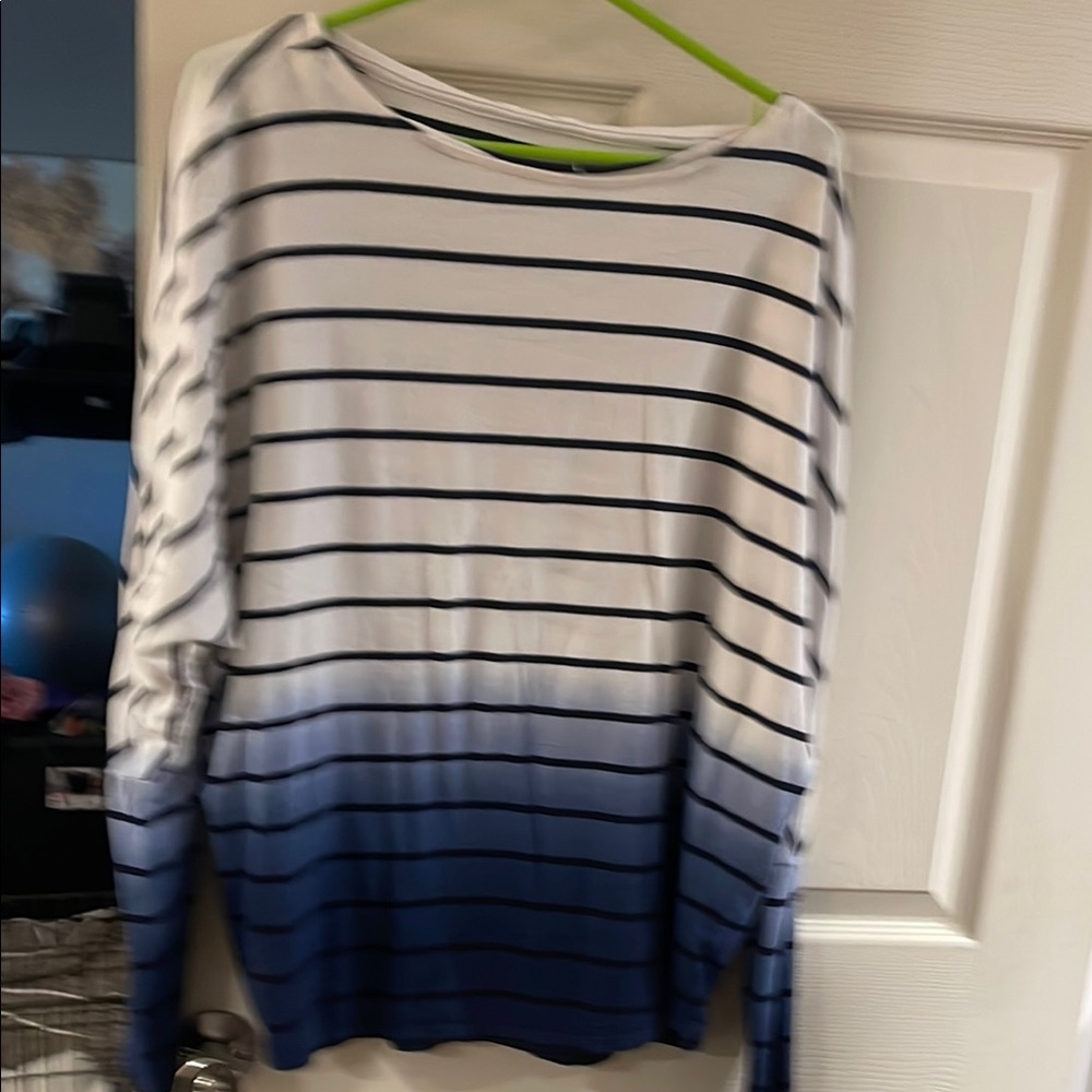 Crown & Ivy Blue and White Striped Blouse